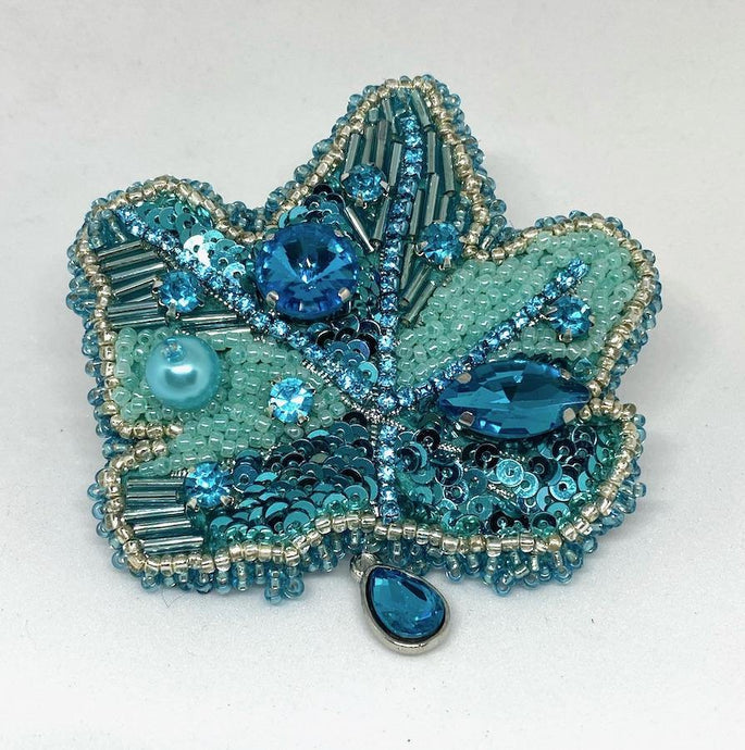 Turquoise Maple Leaf Power Brooch Amulet